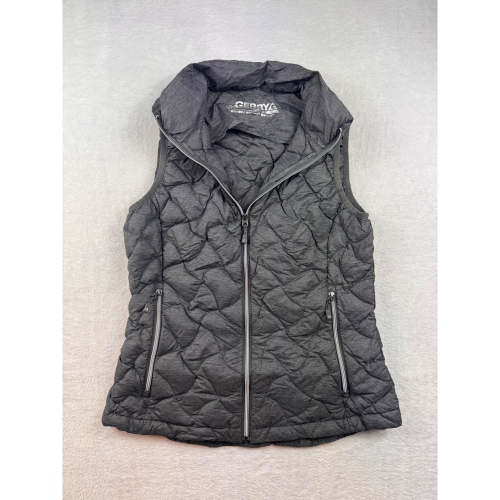 Gerry Womens Quilted Puffer Vest Gray Full Zip Sleeveless Jacket Small